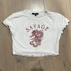 White Graphic Crop Top